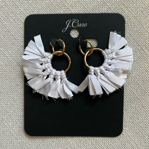 J. Crew White Fringe Earrings - Never Worn